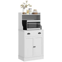 HOMCOM Kitchen Microwave Cabinet with Drawer, Cabinet and Adjustable Shelf, Buffet Cabinet with Hutch for Dining Room, White(m-10)