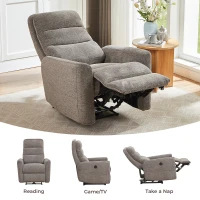 Wide Power Fabric Recliner with Adjustable Headrest and 30D Foam, Ergonomic Upholstered Chair for Living Room, 32'' L x 36"W x 43" H, Gray(m-8)