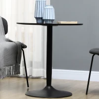 HOMCOM Modern Kitchen Table for 2 People, Round Dining Table with Steel Base for Living Room, Dining Room, Black(m-12)