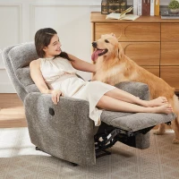 Wide Power Fabric Recliner with Adjustable Headrest and 30D Foam, Ergonomic Upholstered Chair for Living Room, 32'' L x 36"W x 43" H, Gray(m-4)