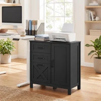 HOMCOM Filing Cabinet with 3 Drawers Printer Stand Adjustable Shelf Door Cabinet Black(m-10)