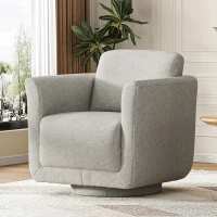 Modern Chenille Swivel Barrel Chair with 360° Rotation, Chic Accent Chair with Removable Cushion, No Assembly, 33'' L x 34" W x 34" H, Gray(m-8)