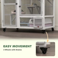 PawHut Cat House, Indoor Cat Enclosure on Wheels with Openable Top, 39", White(m-5)