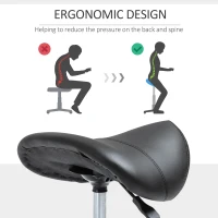 HOMCOM Adjustable Hydraulic Rolling Salon Stool Swivel Saddle Chair Spa Beauty Seat PU Leather,  Black(m-7)