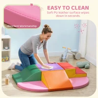 Qaba 6-Pieces Foam Climbing Blocks for Toddlers 1-3 Years, Soft Play Set for Climb and Crawl, Assorted(m-6)