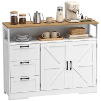 HOMCOM Sideboard Buffet Cabinet with Storage and Charging Station, 48" Farmhouse Kitchen Storage Cabinet with 3 Drawers, White(m-15)