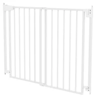 PawHut Baby Gate, 28.3"-42.7" Wide Dog Gate with Dual Locks, Easy Walk Through for Stairs, Doorways, Kitchen, White(m-10)