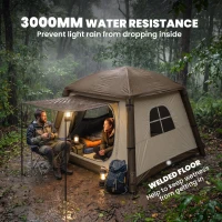 Outsunny Inflatable Camping Tent, 1-2 Person Glamping Tent with Hand Pump, Blow Up Tent with Doors, Carry Bag, Khaki and Brown(m-6)