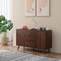 HOMCOM Kitchen Storage Sideboard, Buffet Cabinet with 2 Cupboard, 3 Drawers and Adjustable Shelves for Living Room Rustic Brown(m-12)