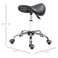 HOMCOM Adjustable Hydraulic Rolling Salon Stool Swivel Saddle Chair Spa Beauty Seat PU Leather,  Black(m-3)