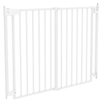 PawHut Baby Gate, 28.3"-42.7" Wide Dog Gate with Dual Locks, Easy Walk Through for Stairs, Doorways, Kitchen, White(m-9)