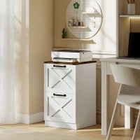 HOMCOM Vertical Storage Drawers Farmhouse X Pattern Printer Stand Fits Letter Files 2 Drawers White(m-10)