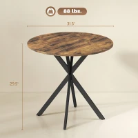 HOMCOM 31.5" Small Round Dining Table for 2, Industrial Kitchen Table with Cross Steel Legs for Dining Room, Rustic Brown(m-3)
