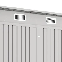 Outsunny 8 x 4FT Galvanized Garden Storage Shed, Metal Outdoor Shed with Double Doors and 2 Vents, Light Grey(m-9)