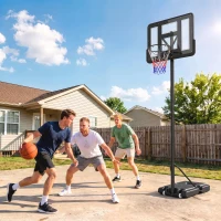 Soozier Portable Basketball Hoop, 5ft-10ft Height Adjustable with Wheels(m-9)