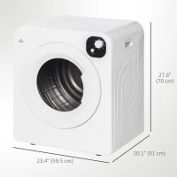 HOMCOM Compact Laundry Dryer Machine, 1300W, 3.22 Cu. Ft. Electric Portable Clothes Dryer with 7 Drying Modes for Apartment or Dorm, White(m-3)