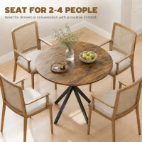 HOMCOM 31.5" Small Round Dining Table for 2, Industrial Kitchen Table with Cross Steel Legs for Dining Room, Rustic Brown(m-4)