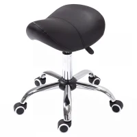 HOMCOM Adjustable Hydraulic Rolling Salon Stool Swivel Saddle Chair Spa Beauty Seat PU Leather,  Black(m-2)