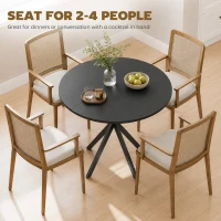 HOMCOM 31.5" Small Round Dining Table for 2, Industrial Kitchen Table with Cross Steel Legs for Dining Room, Distressed Black(m-4)