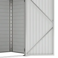 Outsunny 8 x 4FT Galvanized Garden Storage Shed, Metal Outdoor Shed with Double Doors and 2 Vents, Light Grey(m-11)