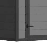 Outsunny 6x4.5FT Plastic Shed, Lockable Garden Tool Storage House with Double Doors and Vent, Grey(m-10)