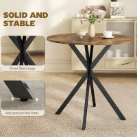 HOMCOM 31.5" Small Round Dining Table for 2, Industrial Kitchen Table with Cross Steel Legs for Dining Room, Rustic Brown(m-6)