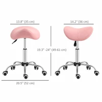 HOMCOM Cosmetic Stool 360° Rotate Height Adjustable Salon Massage Spa Chair Hydraulic Rolling Faux Leather Saddle Stool, Pink(m-3)