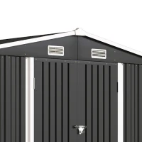 Outsunny 10' x 10' Metal Shed, Heavy Duty Outdoor Storage Shed with 4 Vents and Lockable Double Doors, Dark Grey(m-9)