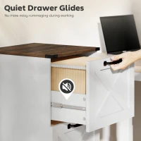 HOMCOM Vertical Storage Drawers Farmhouse X Pattern Printer Stand Fits Letter Files 2 Drawers White(m-7)