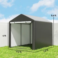 Outsunny 5.2 x 7.2 ft Portable Storage Shed Tent, Heavy Duty Outdoor Shed, Waterproof Garage Shelter with Galvanized Steel Black(m-3)