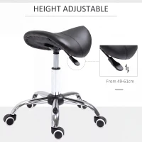 HOMCOM Adjustable Hydraulic Rolling Salon Stool Swivel Saddle Chair Spa Beauty Seat PU Leather,  Black(m-4)