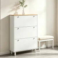 HOMCOM Shoe Storage with 3 Flip Drawers and Adjustable Shelves, Entryway Shoe Storage Cabinet for 24 Pairs of Shoes, White(m-11)