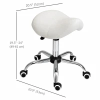 HOMCOM Ergonomic Saddle Stool with Wheels, Adjustable PU Leather Saddle Chair, 360° Swivel, No Back Pain, Cream White(m-3)