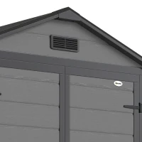 Outsunny 6x4.5FT Plastic Shed, Lockable Garden Tool Storage House with Double Doors and Vent, Grey(m-9)
