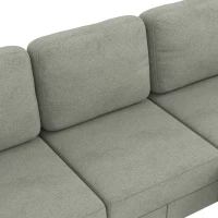 HOMCOM 78" Sectional Sofa, Small L Shaped 3-Seater Couch with Ottoman, Thick Cushions, Pocket Springs, Grey(m-9)