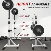 Soozier Pair of Adjustable Squat Rack Standard 53.5"-69.25" Barbell Rack Stand 440lbs Capacity, 2" Steel Heavy Duty Bench Press Rack, Support 3 Sets Barbells Storage(m-5)