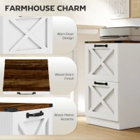 HOMCOM Vertical Storage Drawers Farmhouse X Pattern Printer Stand Fits Letter Files 2 Drawers White(m-4)