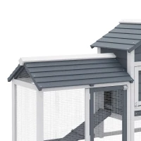 PawHut 60" Large Chicken Coop Wooden Hen House for Outdoor Backyard with 2 Doors, Nesting Box and Removable Tray, White(m-12)