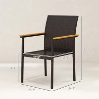 Outsunny Stackable Patio Wicker Dining Chair Set of 2 with Cushions, Backrest, Armrests for Deck, Garden, Cream White(m-3)