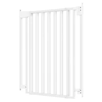 PawHut Baby Gate, 28.3"-42.7" Wide Dog Gate with Dual Locks, Easy Walk Through for Stairs, Doorways, Kitchen, White(m-12)