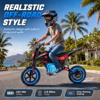 Qaba 24V Kids Electric Motorcycle with 180W Brushless Motor, Suspension, Soft Start, 12" Rubber Tires for 6+ Years, Black(m-7)