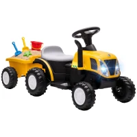 Qaba 2 in 1 Kids Ride On Tractor, 6V Electric Vehicle with Detachable Trailer, Music, Horn, Lights for Ages 1-3 Years, Yellow(m-13)