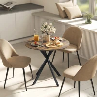 HOMCOM 31.5" Small Round Dining Table for 2, Industrial Kitchen Table with Cross Steel Legs for Dining Room, Rustic Brown(m-8)