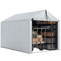 Outsunny 7' x 5' Portable Shed, Outdoor Storage Shed with Roll-up Zipper Door and Galvanized Metal Frame for Garden Tools(m-8)