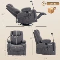 HOMCOM Swivel Rocker Power Recliner Chair with Massage Heat 2D Armrests Adjustable Headrest Phone Holder USB Port, Dark Gray(m-3)