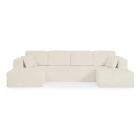 Smart U-Shaped Modular Sectional Sofa with Spring Cushions, Cozy Sleeper Couch for Living Room Bedroom, 132.5'' L x 61"W x 25.5" H, Beige(m-9)