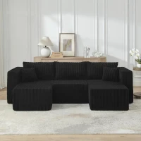 Space-Efficient Corduroy Modular Sofa with High-Density Foam, Cozy Compact Sectional for Small Space Apartment, 42'' L x 18"W x 17.5" H, Black(m-1)