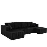 Extra Spacious U-Shaped Modular Sectional Sofa with Foam Cushions, Comfy Sleeper Couch for Living Room Bedroom, 161'' L x 80.5"W x 24.5" H, Black(m-2)