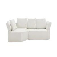 Elegant Modular Sectional with Left Arm and Wide Armrests, Modern Curved Corner Sofa with Throw Pillows, 127'' L x 57" W x 26" H, Beige(m-2)