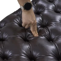 Grand Faux Leather L-Shaped Sofa with Button Tufting, Sophisticated Modular 4-Seater Couch for Living Room, 103.5'' L x 75"W x 29" H, Dark Brown(m-12)